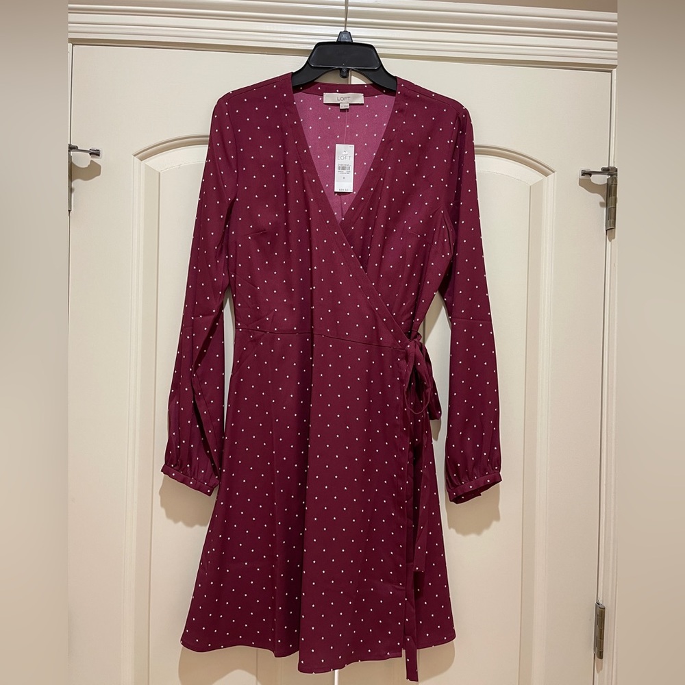 LOFT wrap dress burgundy NWT